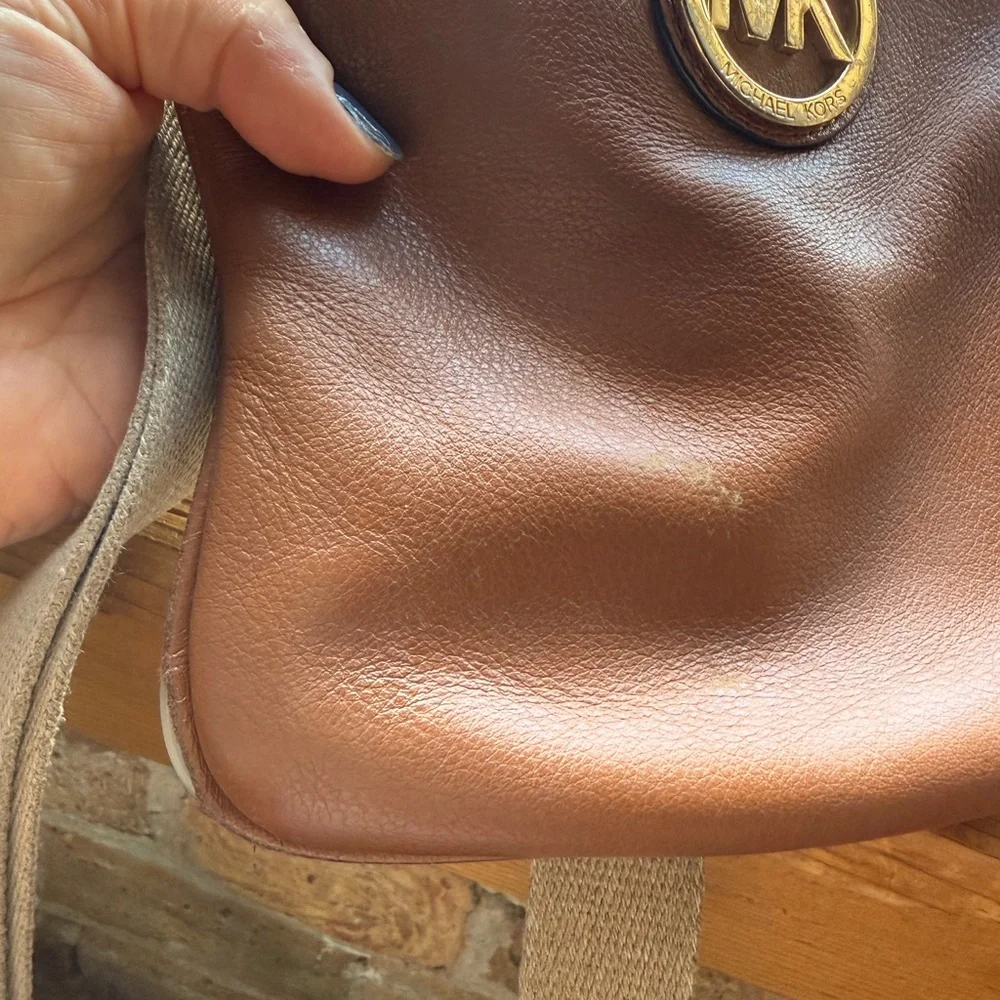 Tan Crossbody Bag with MK Logo